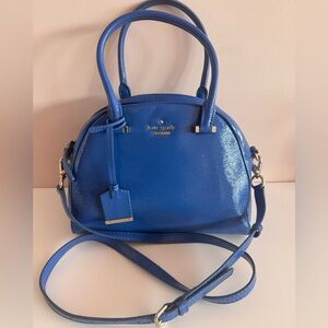 Kate Spade New York Cedar Street Patent Leather Blue Satchel Crossbody Bag